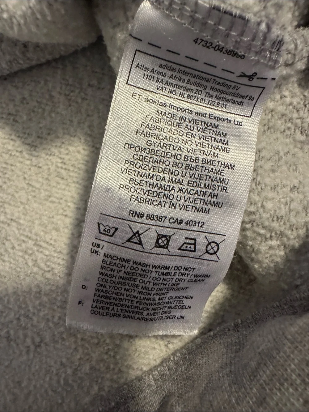 adidas Women’s Grey Large Crewneck Sweatshirt with Black Logo and Stripes